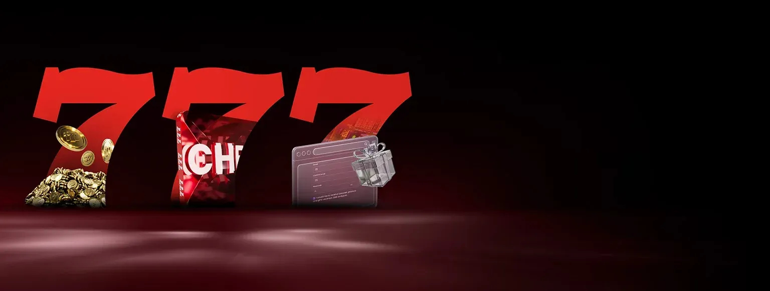 Casino777 Bonusmotiv mit 777 und Geschenk