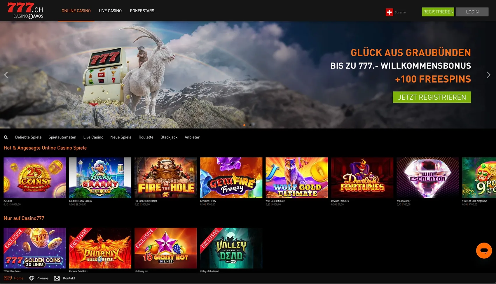 Responsive Casino777 Plattform im Browser